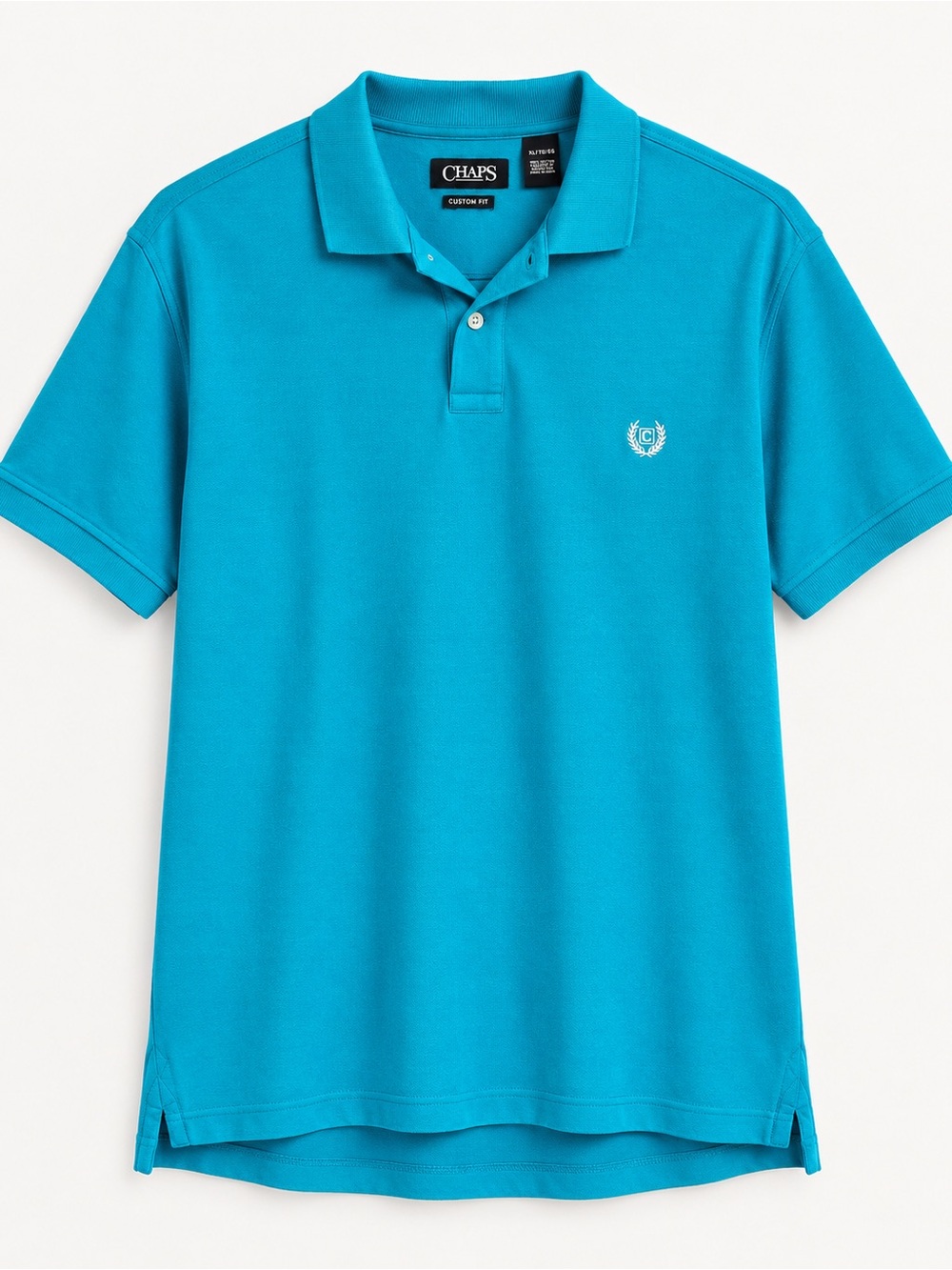 CHAPS Custom Fit Turquoise Polo Shirt Men’s XL 100% Cotton Preppy Golf Coastal